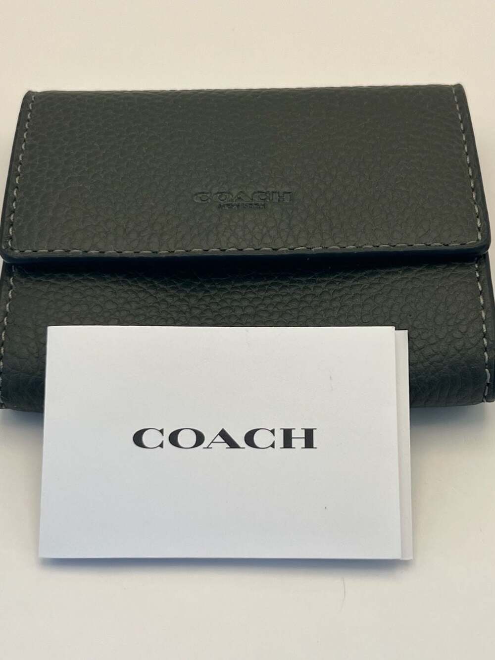 Coach C3640G Black Leather Flap Card Case Wallet New